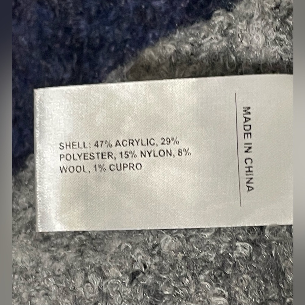 CIDER Navy Cat Sweater Grey Fuzzy Knit Graphic Cozy Oversized L Wool Blend - Picture 5 of 9